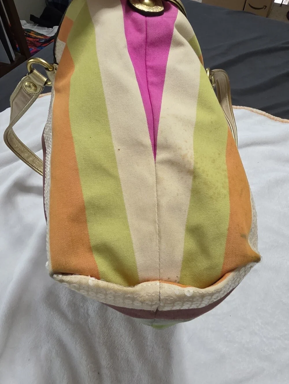 Coach POPPY Legacy Stripe Glam Tote